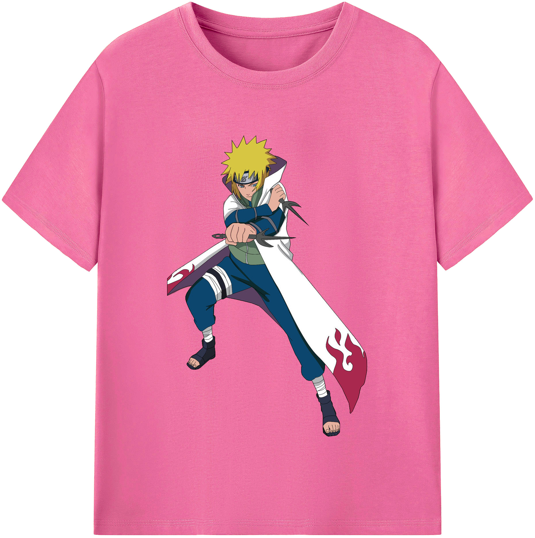 （画像用） NARUTO -ナルト- 波風 ミナト Namikaze Minato レディースカジュアルプリントTシャツ（綿100％）